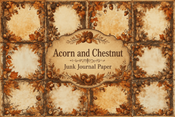 Download Acorn and Chestnut Junk Journal Paper - Premium Bundle