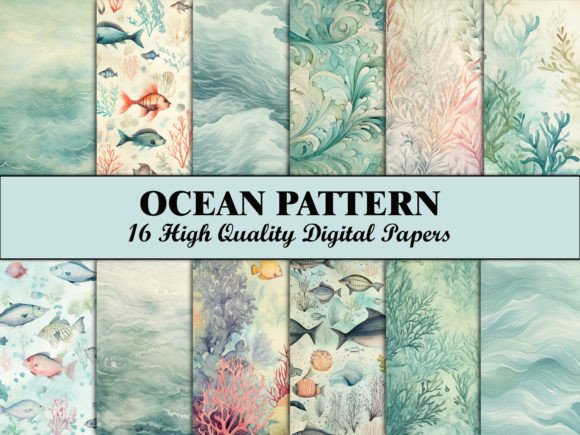 Download Sea Scrapbook Paper Blue Ocean Pattern - Scrapbook paper Collection